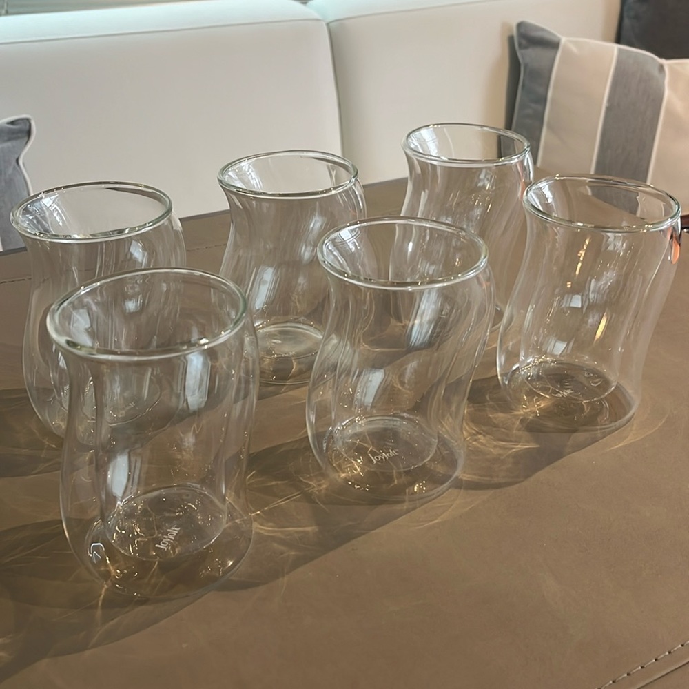 Joyjolt set of 6 double wall glass drinking glasses